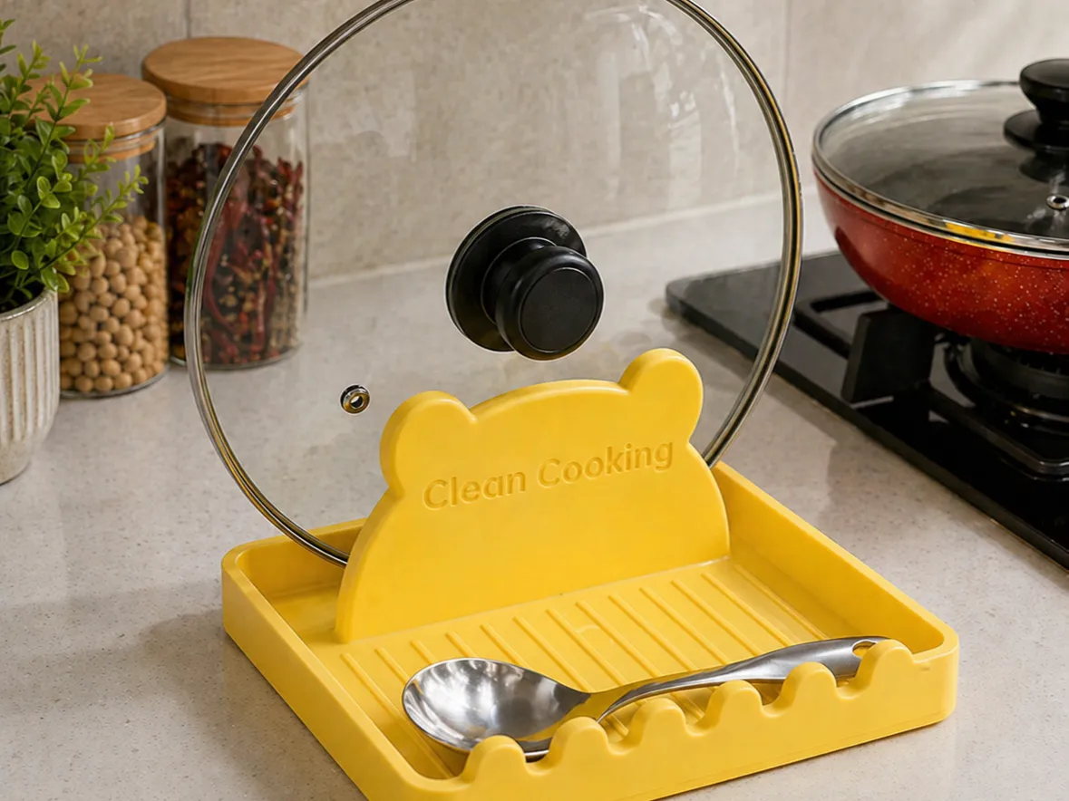Kitchen pot lid holder and spoon rest